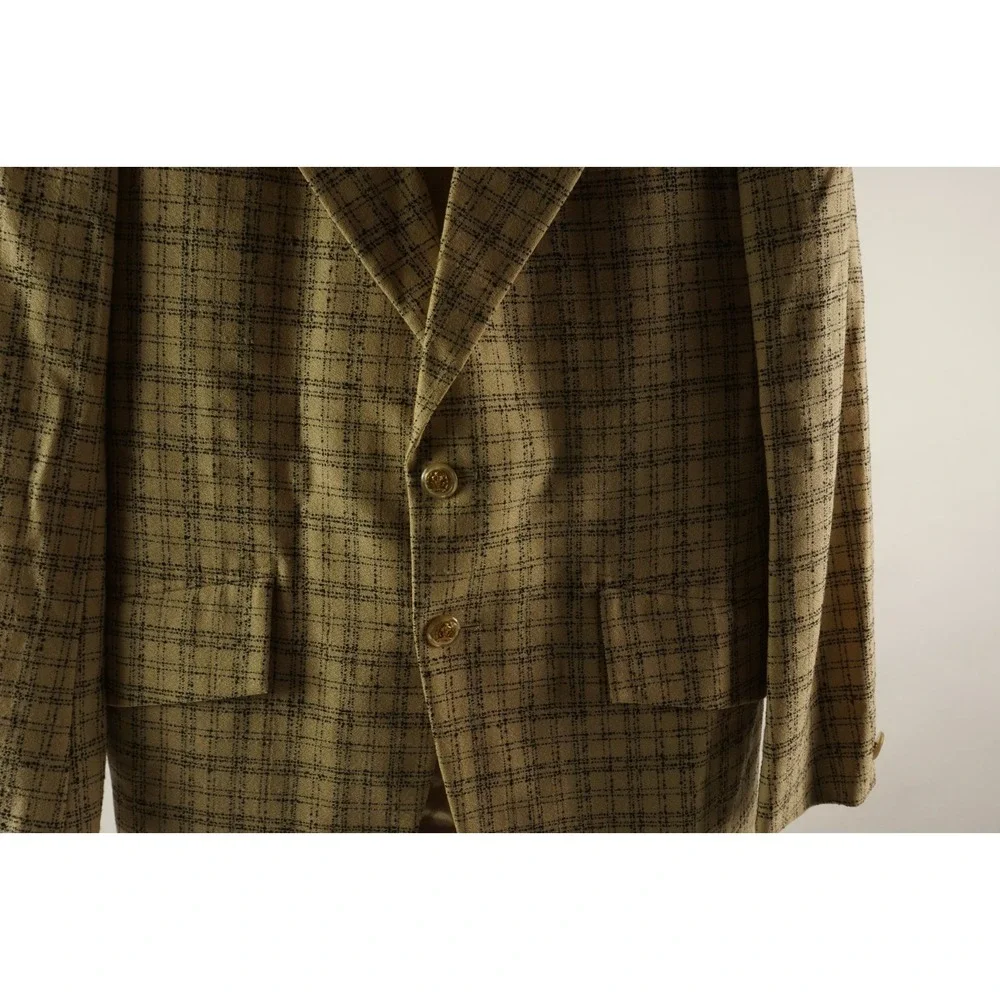 Vintage 1950s Louis Roth Atomic Fleck Check Tweed Gold Button‎ Sport Coat 39R